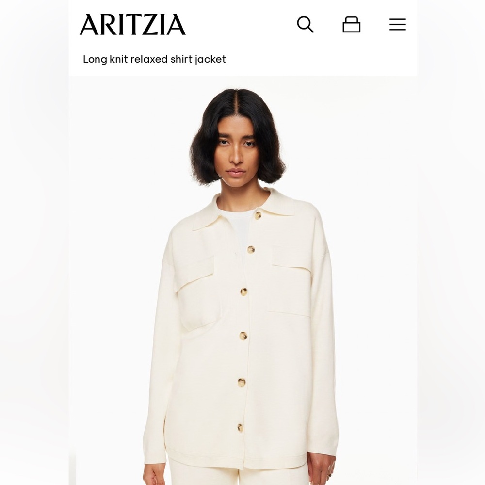 WILFRED Women's Cream Knit Relaxed Shirt Jacket